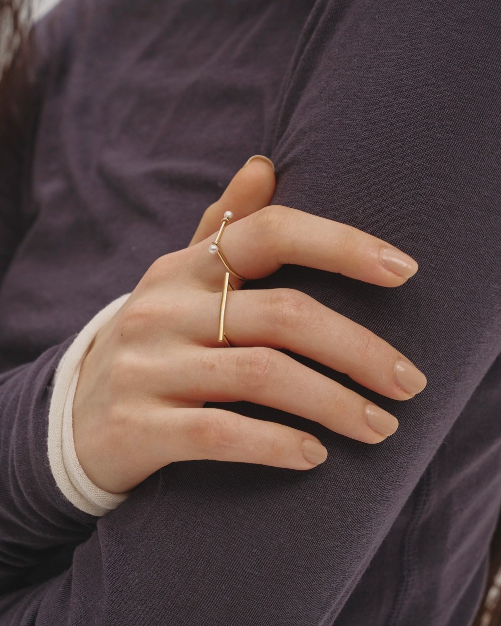 Skinny Bar Ring 2 Set ( Silver925 )