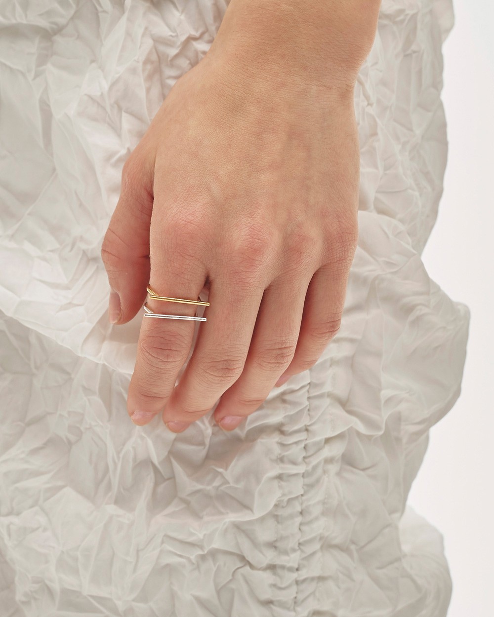 Skinny Bar Ring 2 Set ( Silver925 )