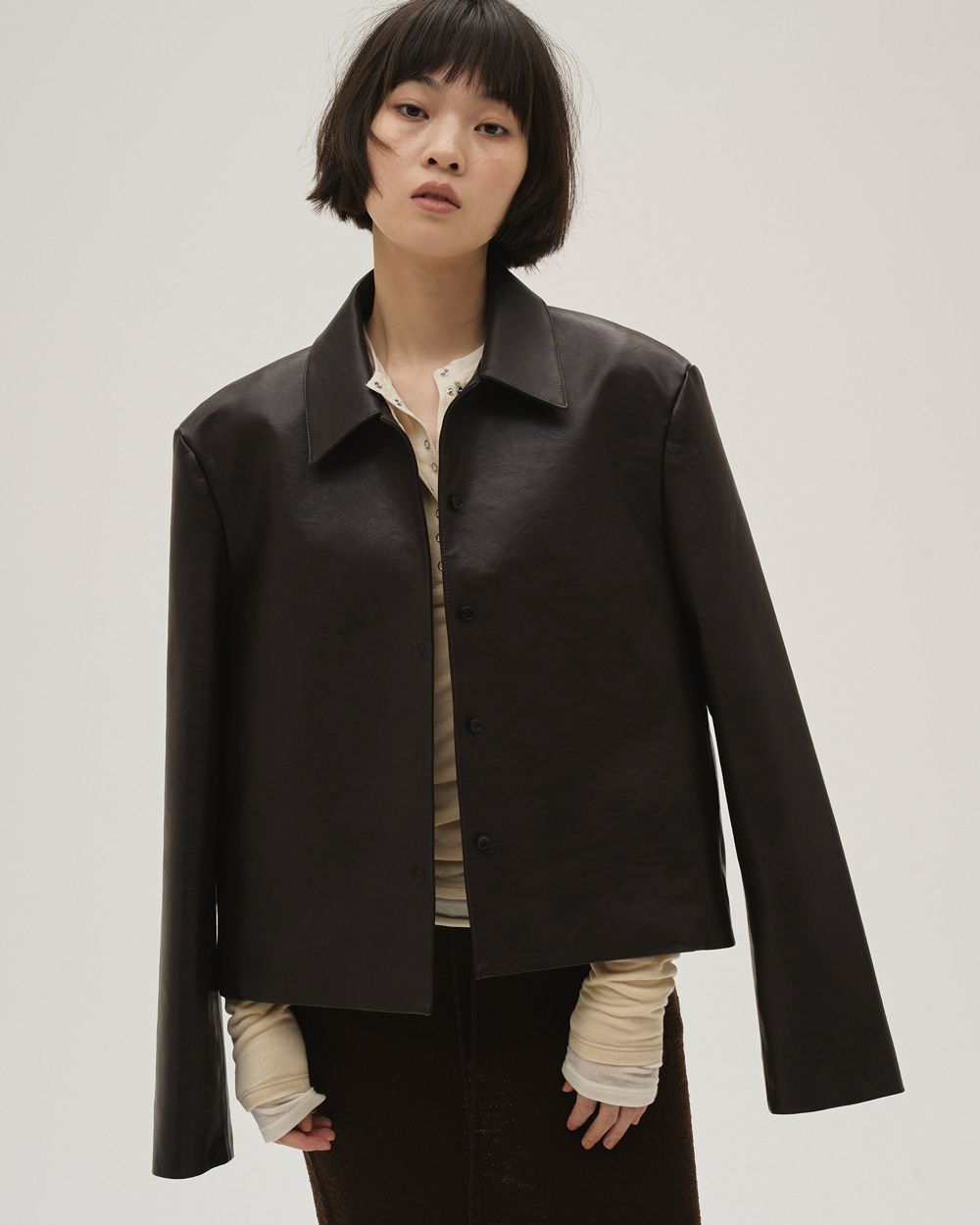 Leather Shirts Jacket Leather Shirts Jacket,レザーシャツジャケット,12610101,ジャケット,シャツジャケット,レザージャケット,アウター,todayful,トゥデイフル,lifes,吉田怜香,26ss