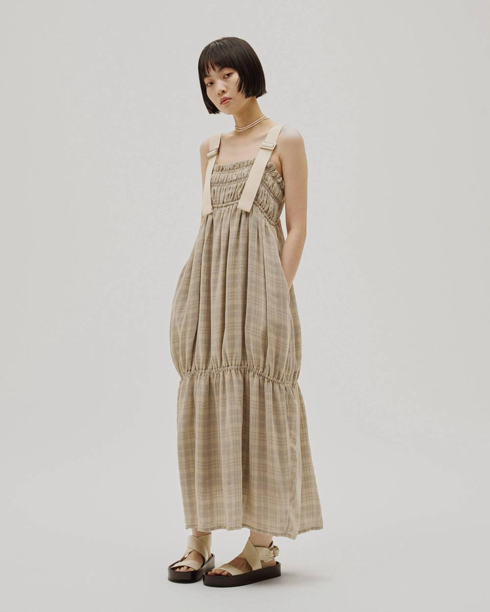 Check Jacquard Dress Check Jacquard Dress,チェックジャガードドレス,12610301,チェック,ジャガード,ドレス,チェックドレス,チェックワンピ,ワンピース,todayful,トゥデイフル,lifes,吉田怜香,26ss