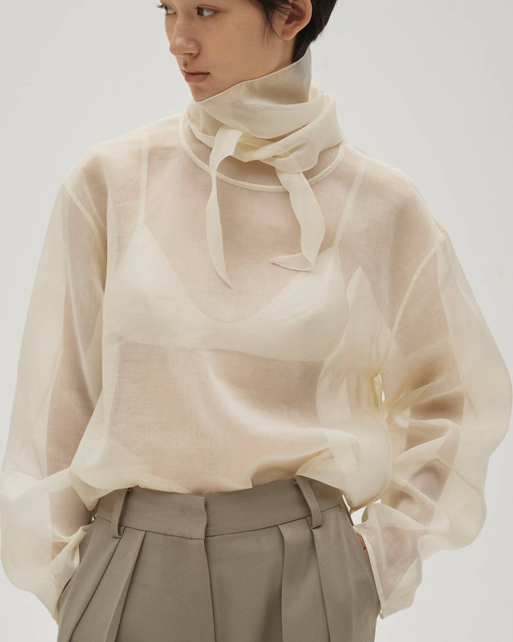 Sheer Tie Blouse Sheer Tie Blouse,シアータイブラウス,12610415,ブラウス,タイブラウス,シアートップ,ブラウス,トップス,todayful,トゥデイフル,lifes,吉田怜香,26ss
