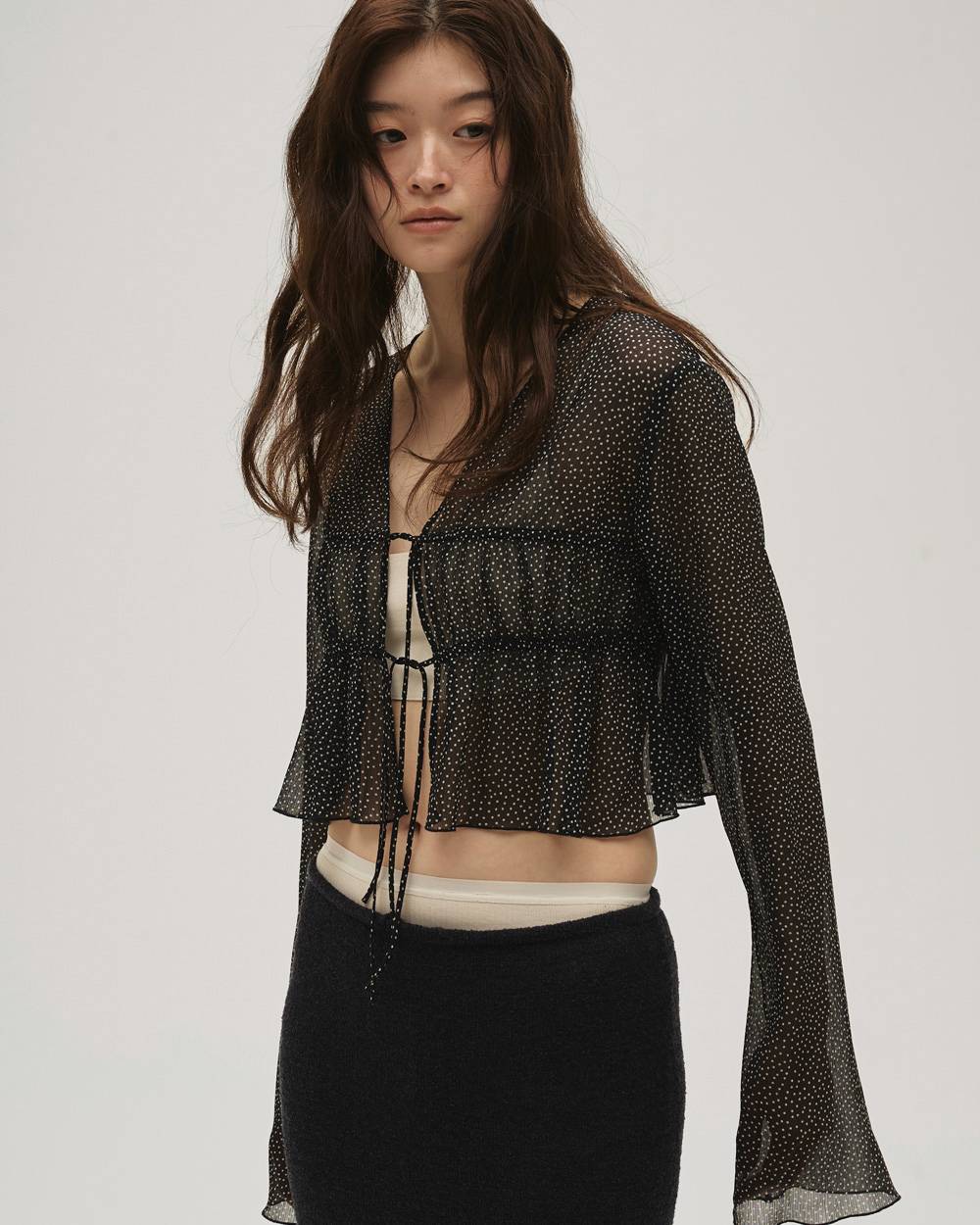 Shirring Dot Cardigan Shirring Dot Cardigan,シャーリングドットカーディガン,12610422,シャーリング,カーディガン,ドット,トップス,ブラウス,todayful,トゥデイフル,lifes,吉田怜香,26ss
