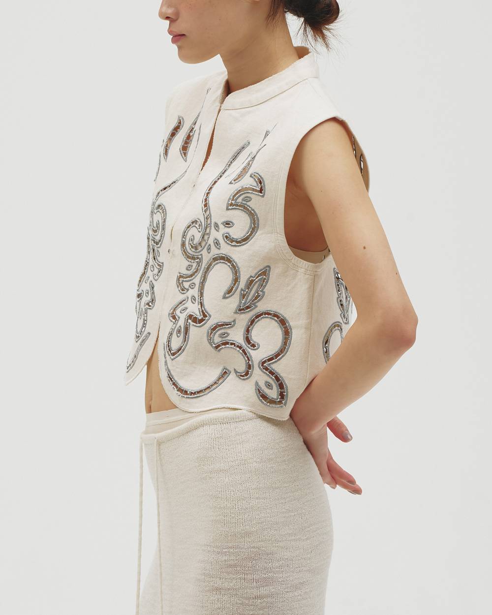 Cut Lace Twill Vest Cut Lace Twill Vest,カットレースツイルベスト,12610430,レースベスト,ベスト,トップ,ノースリーブ,セットアップ,todayful,トゥデイフル,lifes,吉田怜香,26aw
