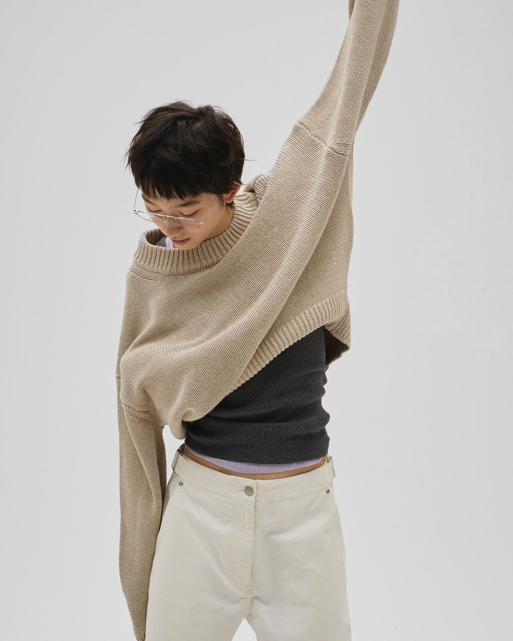 Roundhem Linen Knit Roundhem Linen Knit,ラウンドヘムリネンニット,12610501,ラウンドヘム,ニットトップ,リネンニット,プルオーバー,ニット,todayful,トゥデイフル,lifes,吉田怜香,26ss