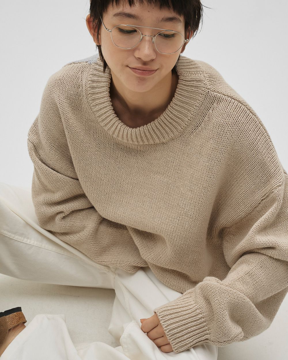 Roundhem Linen Knit Roundhem Linen Knit,ラウンドヘムリネンニット,12610501,ラウンドヘム,ニットトップ,リネンニット,プルオーバー,ニット,todayful,トゥデイフル,lifes,吉田怜香,26ss
