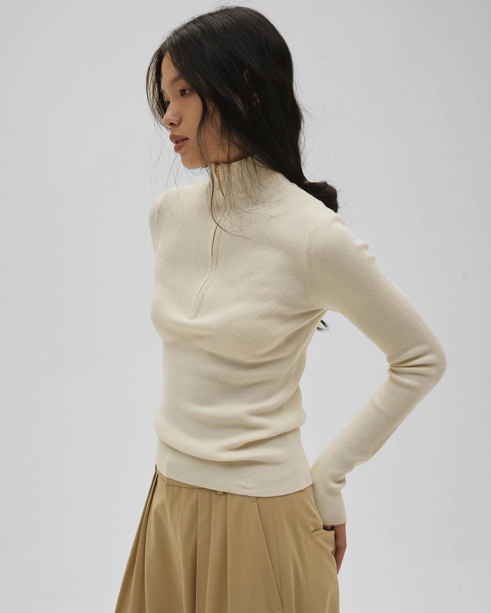 Halfzip Rib Knit Halfzip Rib Knit,ハーフジップリブニット,12610506,ジップニット,リブニット,ニットトップス,ハーフジップトップ,プルオーバー,todayful,トゥデイフル,lifes,吉田怜香,26ss