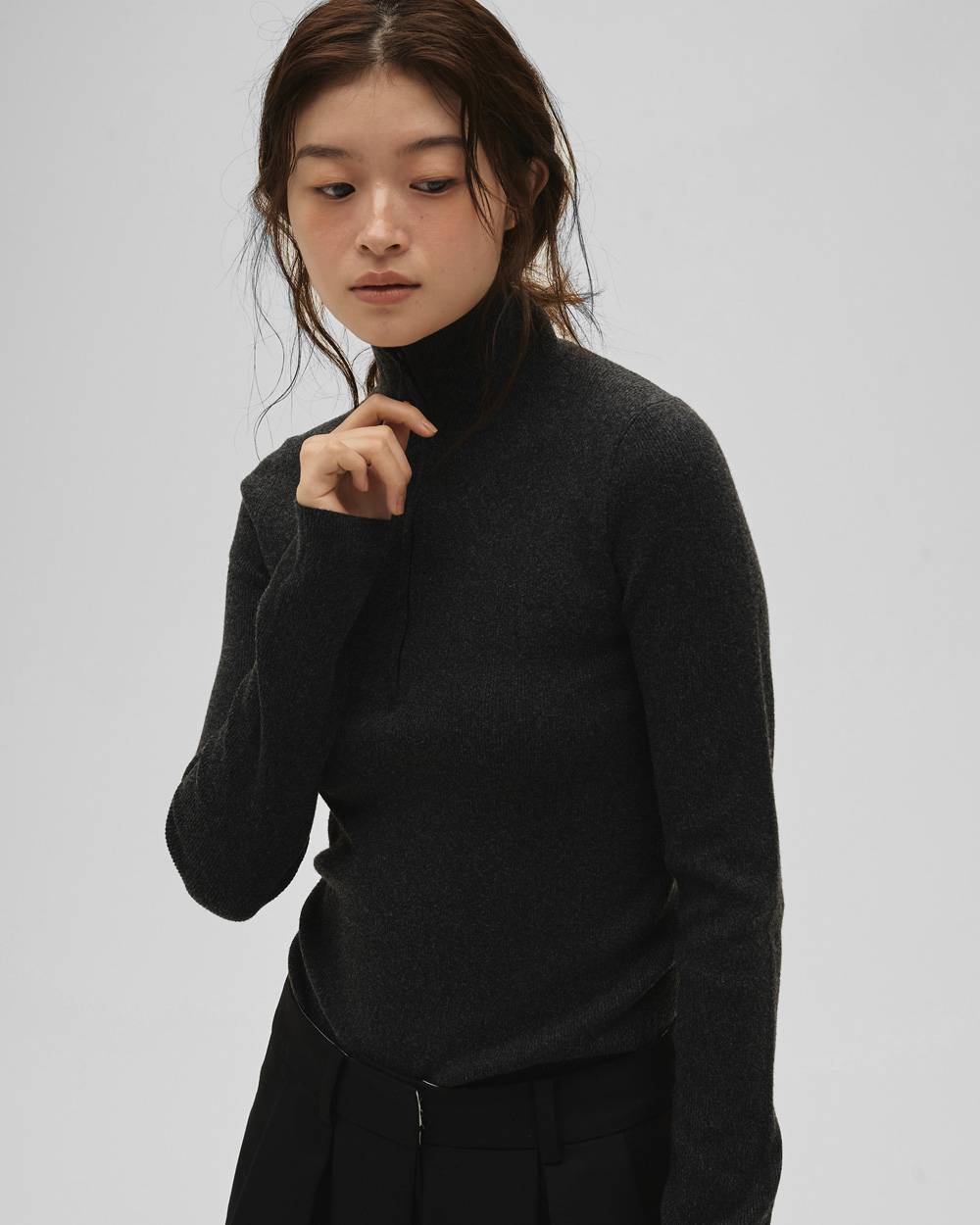 Halfzip Rib Knit Halfzip Rib Knit,ハーフジップリブニット,12610506,ジップニット,リブニット,ニットトップス,ハーフジップトップ,プルオーバー,todayful,トゥデイフル,lifes,吉田怜香,26ss