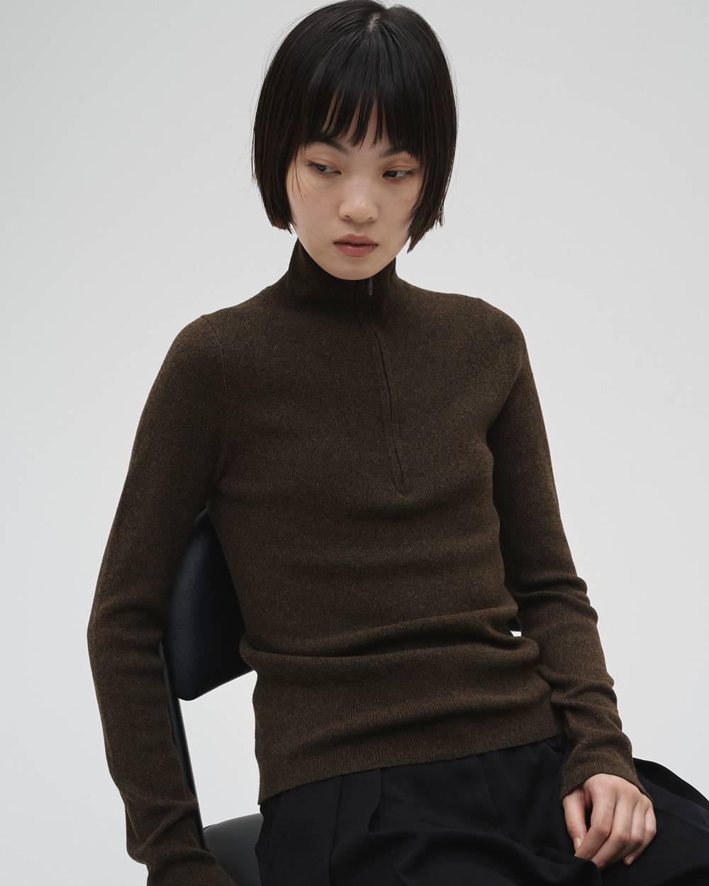 Halfzip Rib Knit Halfzip Rib Knit,ハーフジップリブニット,12610506,ジップニット,リブニット,ニットトップス,ハーフジップトップ,プルオーバー,todayful,トゥデイフル,lifes,吉田怜香,26ss