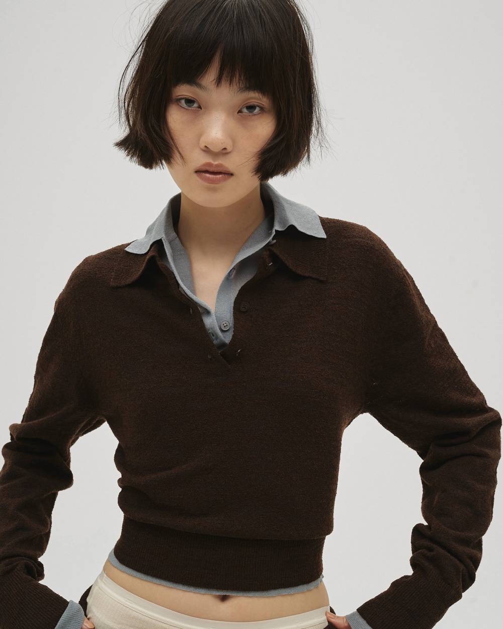 Layered  Polo Knit Layered  Polo Knit,レイヤードポロニット,12610508,レイヤードトップ,レイヤードニット,ニットトップス,ポロニット,todayful,トゥデイフル,lifes,吉田怜香,26ss