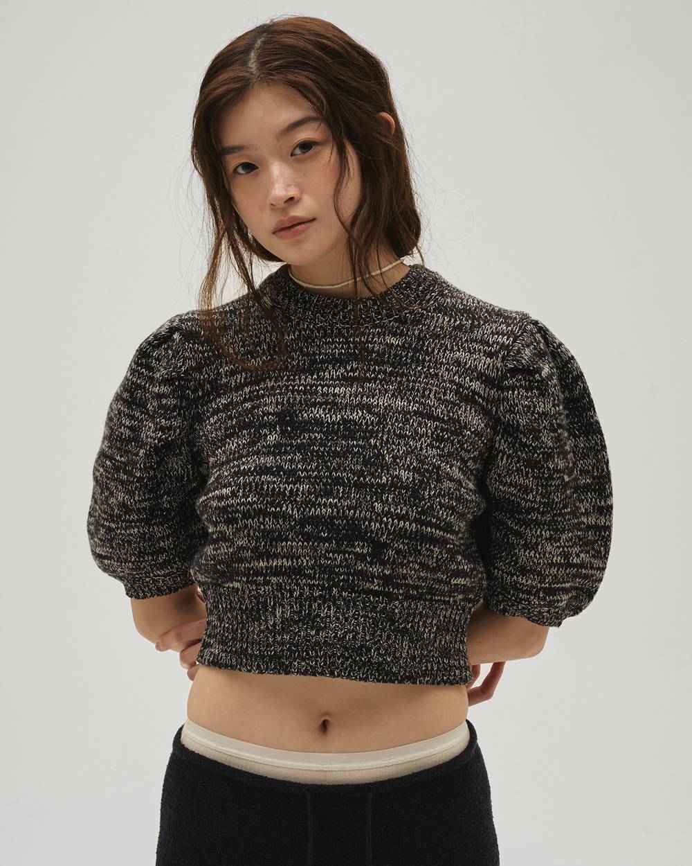 Puffsleeve Mix Knit Puffsleeve Mix Knit,パフスリーブミックスニット,12610509,パフスリーブニット,ミックスニット,ニット,ニットトップス,todayful,トゥデイフル,lifes,吉田怜香,26ss