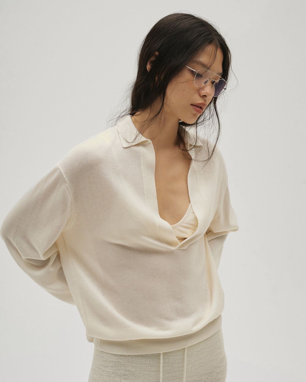 Silky Skipper Knit Silky Skipper Knit,シルキースキッパーニット,12610511,シルキーニット,スキッパーニット,ニットトップス,トップス,ニット,todayful,トゥデイフル,lifes,吉田怜香,26ss