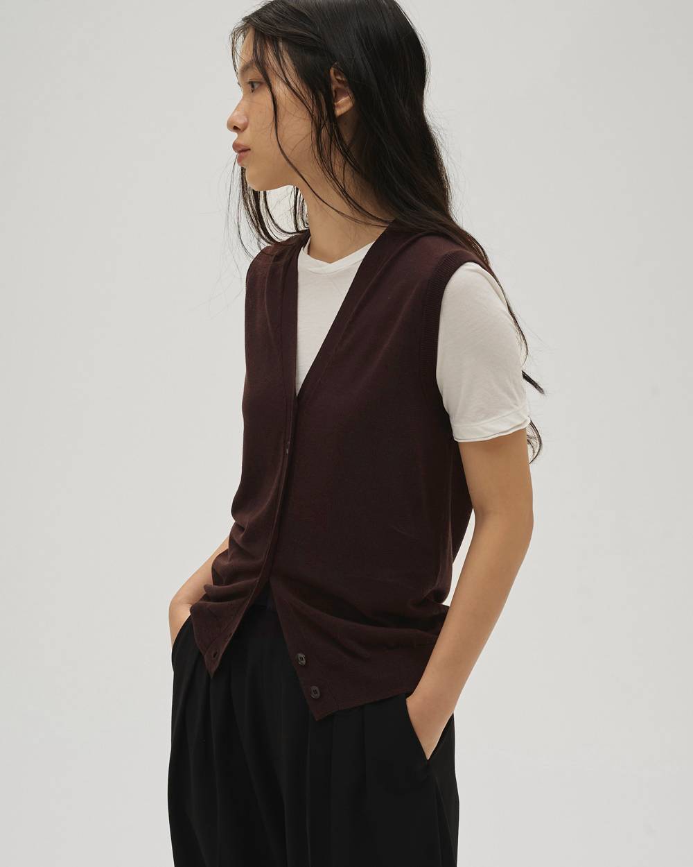 Tencelsilk Knit Vest Tencelsilk Knit Vest,テンセルシルクニットベスト,12610517,テンセルシルク,ニットベスト,ニット,ベスト,ニットトップ,todayful,トゥデイフル,lifes,吉田怜香,26ss