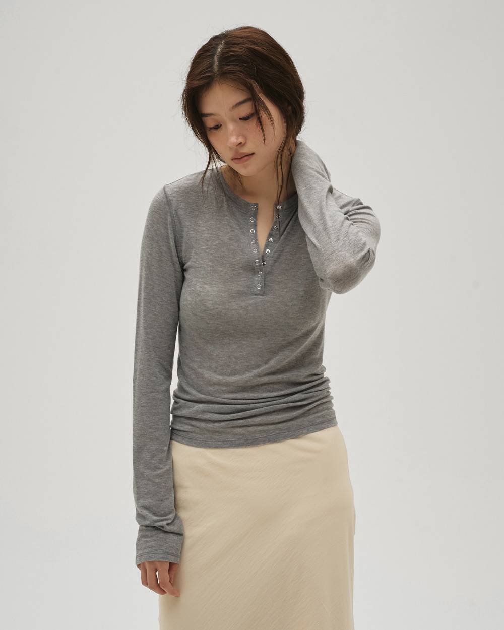 Henleyneck Soft Tops Henleyneck Soft Tops,ヘンリーネックソフトトップス,12610608,ヘンリーネック,カットソー,ソフトトップ,トップス,todayful,トゥデイフル,lifes,吉田怜香,26ss