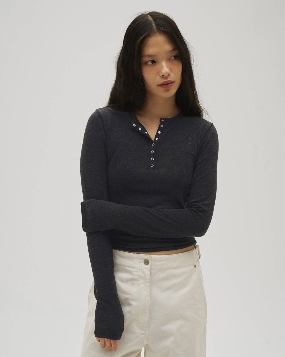 Henleyneck Soft Tops Henleyneck Soft Tops,ヘンリーネックソフトトップス,12610608,ヘンリーネック,カットソー,ソフトトップ,トップス,todayful,トゥデイフル,lifes,吉田怜香,26ss