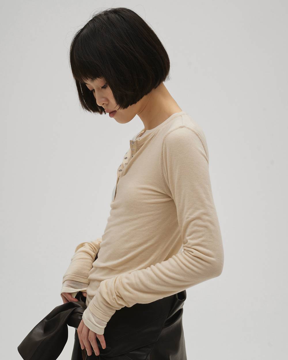 Henleyneck Soft Tops Henleyneck Soft Tops,ヘンリーネックソフトトップス,12610608,ヘンリーネック,カットソー,ソフトトップ,トップス,todayful,トゥデイフル,lifes,吉田怜香,26ss