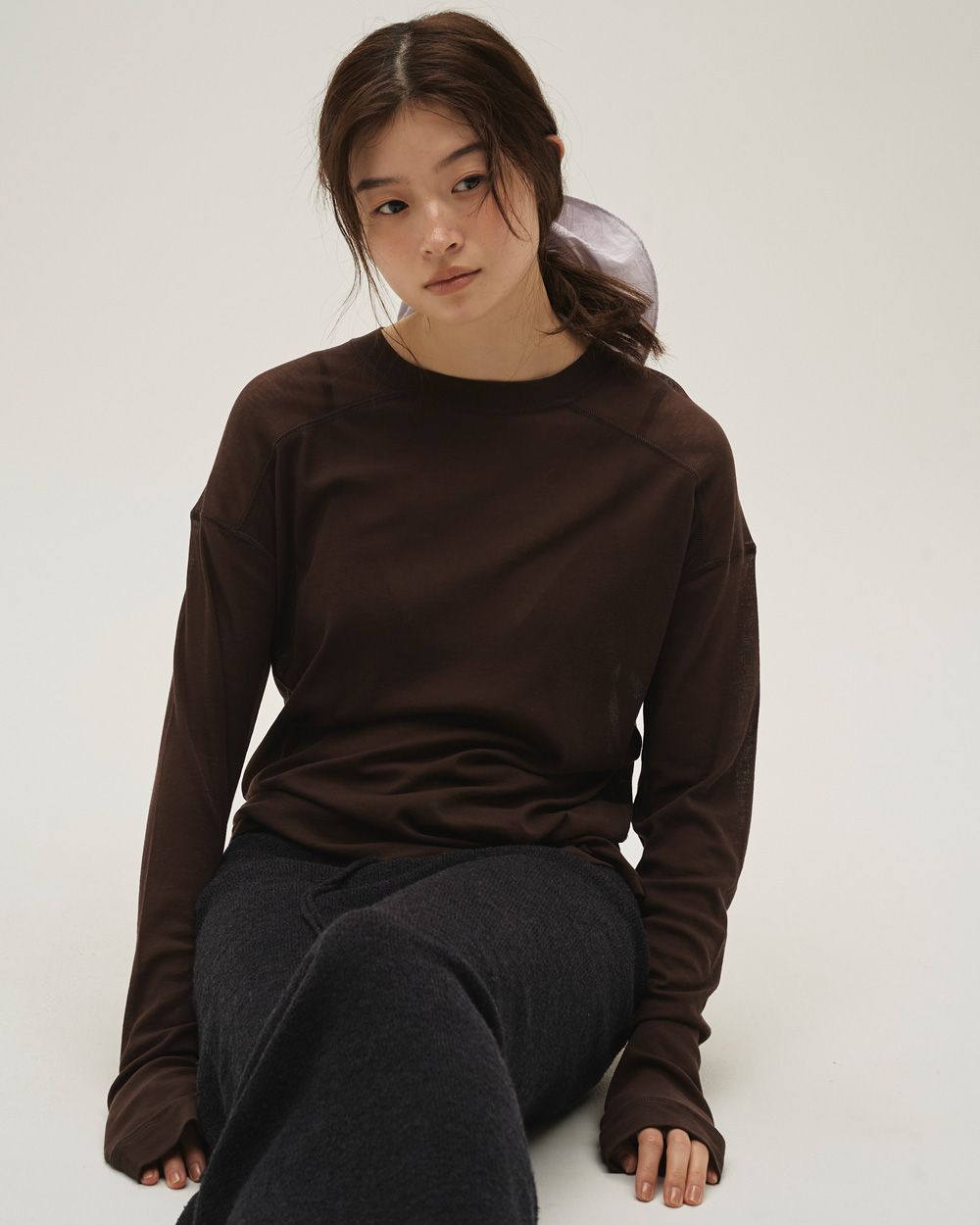 Hightwist Gauze Long T-shirts Hightwist Gauze Long T-shirt,ハイツイストガーゼロングTシャツ,12610620,カットソー,ロンT,ガーゼトップ,ハイウエストトップ,長袖Tシャツ,シアートップ,todayful,トゥデイフル,lifes,吉田怜香,26ss