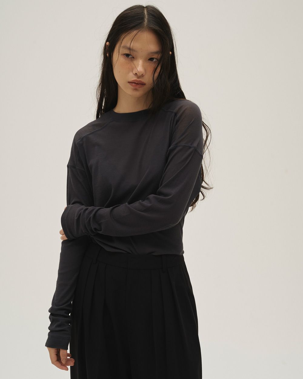 Hightwist Gauze Long T-shirts Hightwist Gauze Long T-shirt,ハイツイストガーゼロングTシャツ,12610620,カットソー,ロンT,ガーゼトップ,ハイウエストトップ,長袖Tシャツ,シアートップ,todayful,トゥデイフル,lifes,吉田怜香,26ss