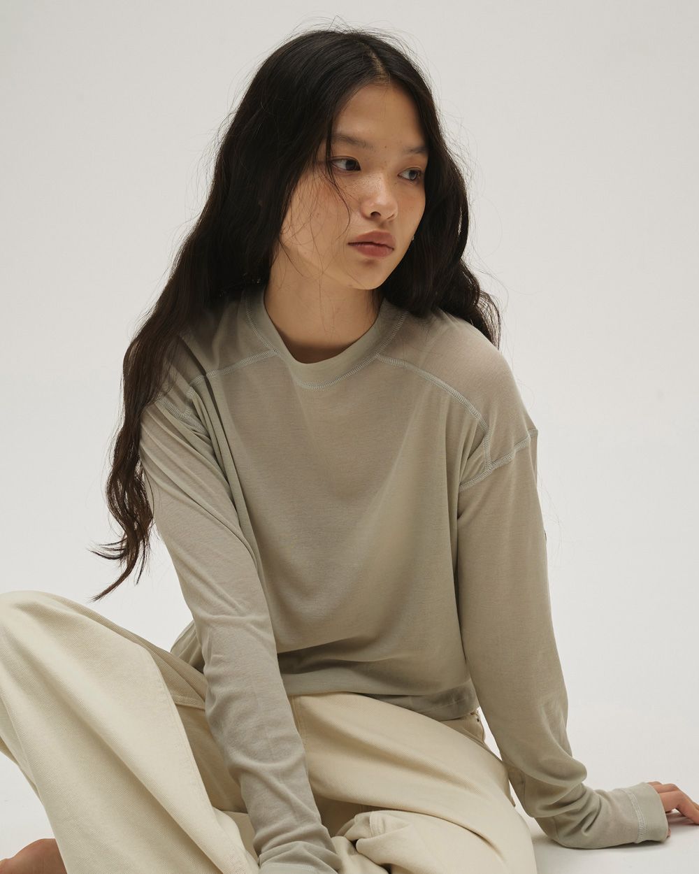 Hightwist Gauze Long T-shirts Hightwist Gauze Long T-shirt,ハイツイストガーゼロングTシャツ,12610620,カットソー,ロンT,ガーゼトップ,ハイウエストトップ,長袖Tシャツ,シアートップ,todayful,トゥデイフル,lifes,吉田怜香,26ss