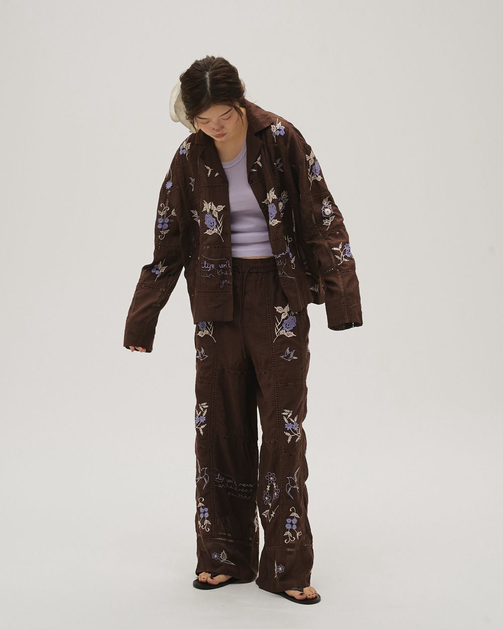 Embroidery Patchwork Trousers Embroidery Patchwork Trousers,エンブロイダリーパッチワークトラウザーズ,12610719,エンブロイダリートラウザーズ,パッチワークトラウザーズ,トラウザーズ,セットアップ,刺繍パンツ,ボトムス,todayful,トゥデイフル,lifes,吉田怜香,26ss